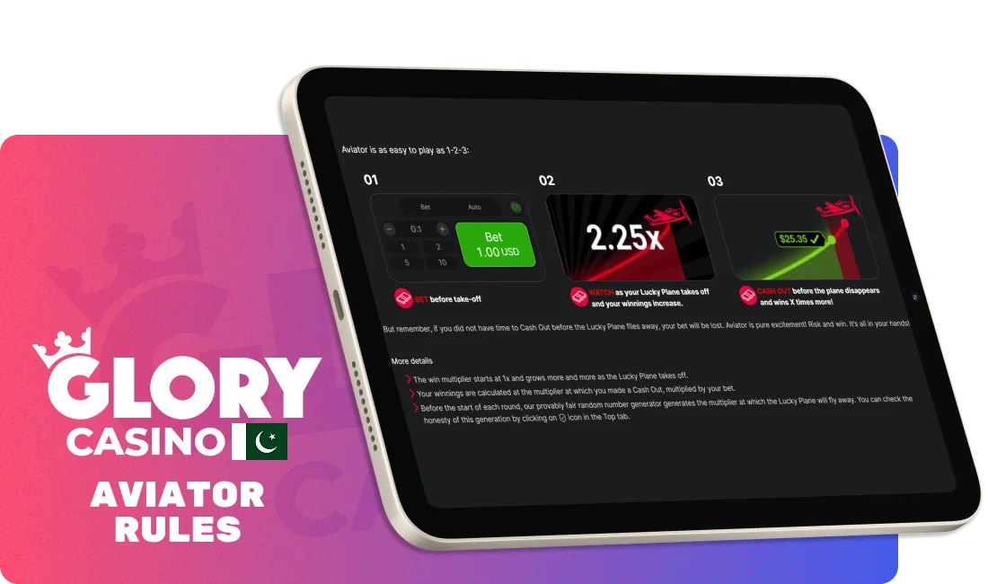 Aviator principles at Glory Casino in PK