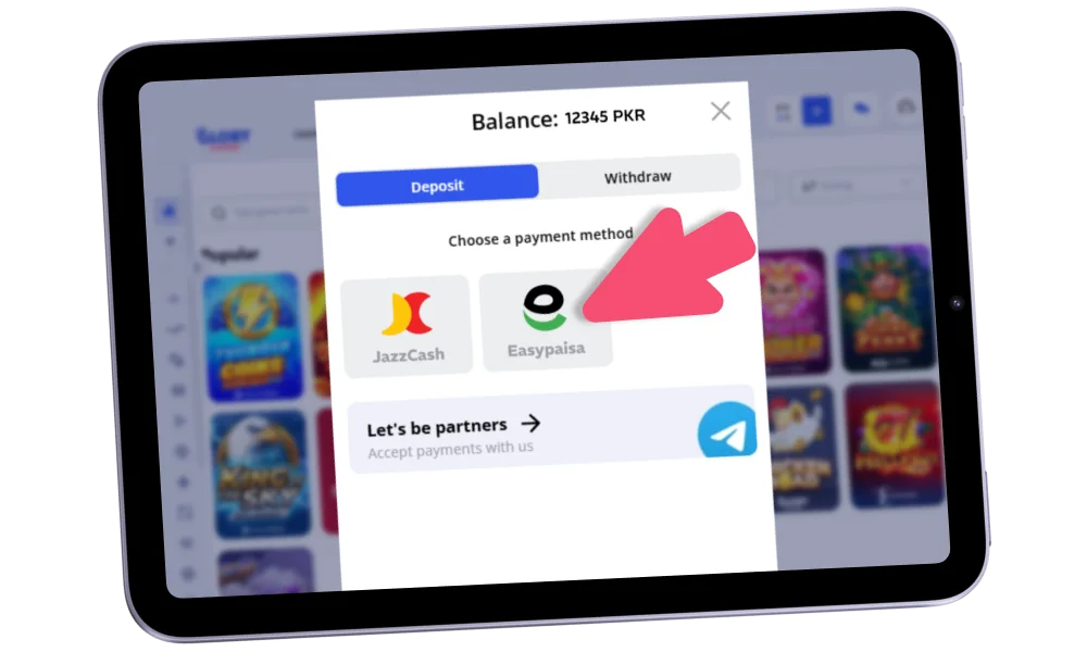 Top up your Glory Casino balance