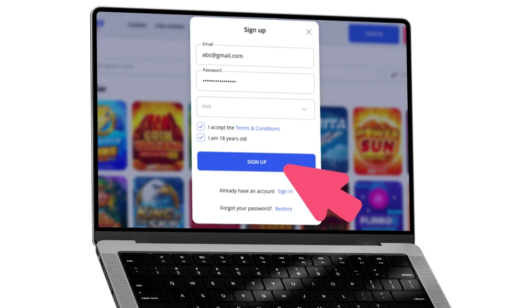 Confirm registration process at Glory Casino