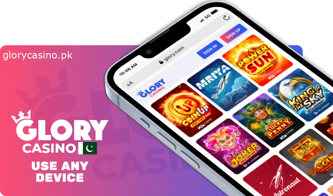 Apps for Pakistani mobile players by Glory Casino